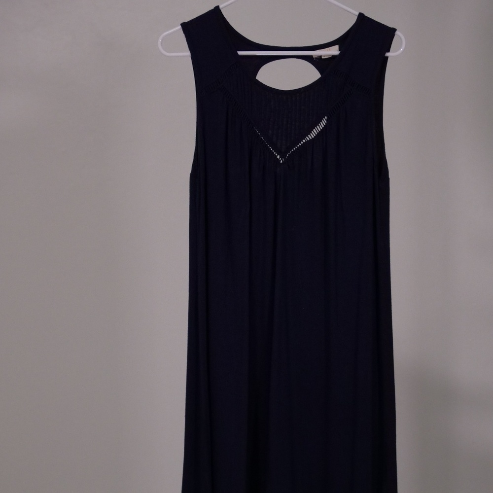 NAVY BLUE Cotton Dress by Tulle. Key-Hole Back